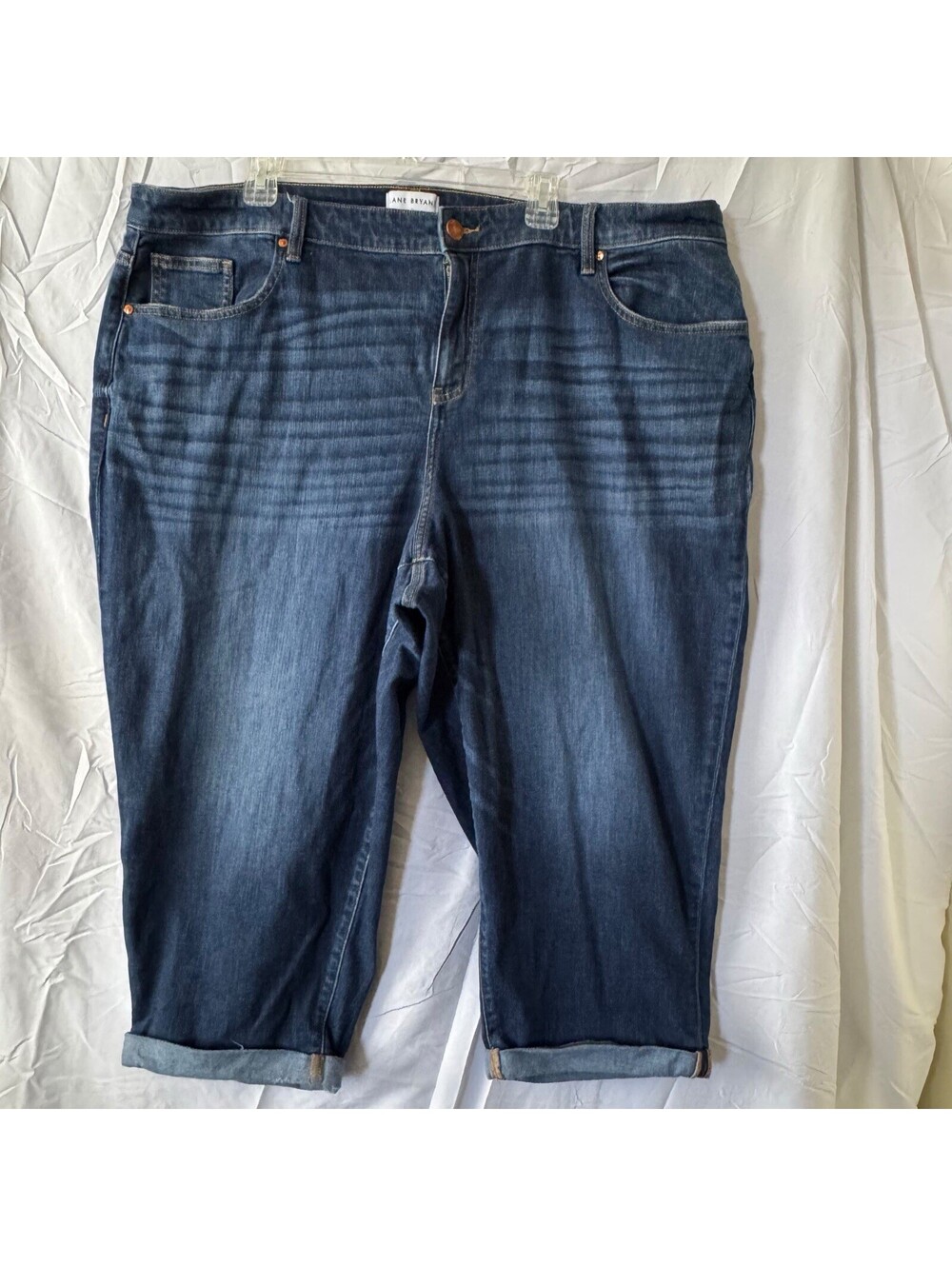 Lane Bryant Jeans 24 Blue Denim Capri Cuffed Stretch Cotton Blend
